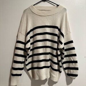 A new day - Striped Black and White Women's Sweater